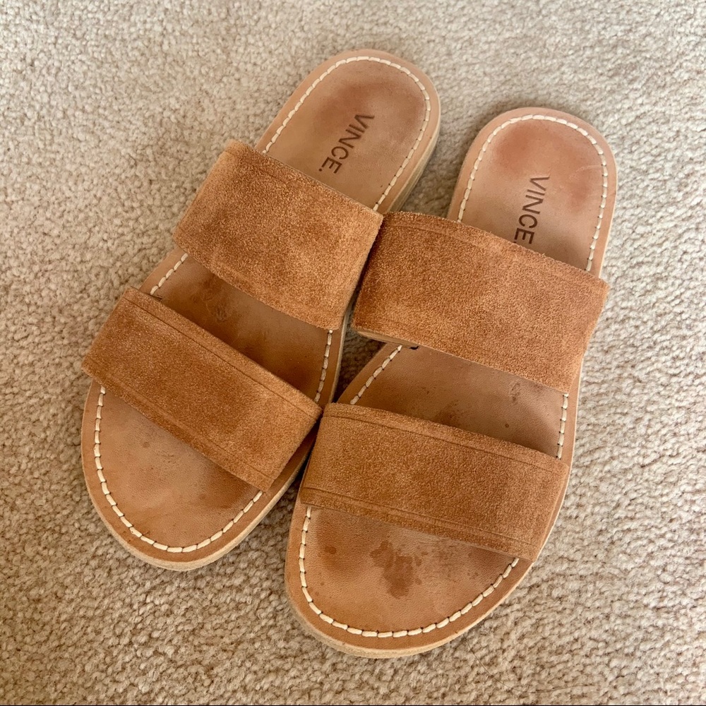 Vince Travis Two Strap Suede Sandals